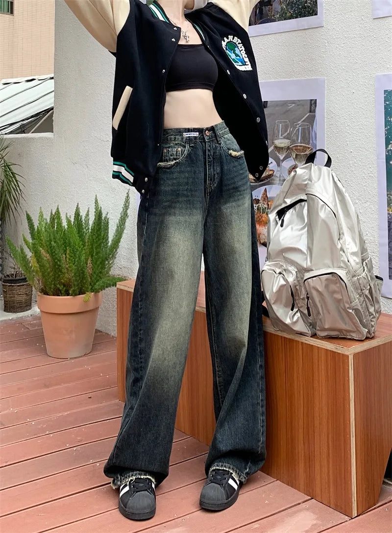 Women Loose Wide Leg Jeans