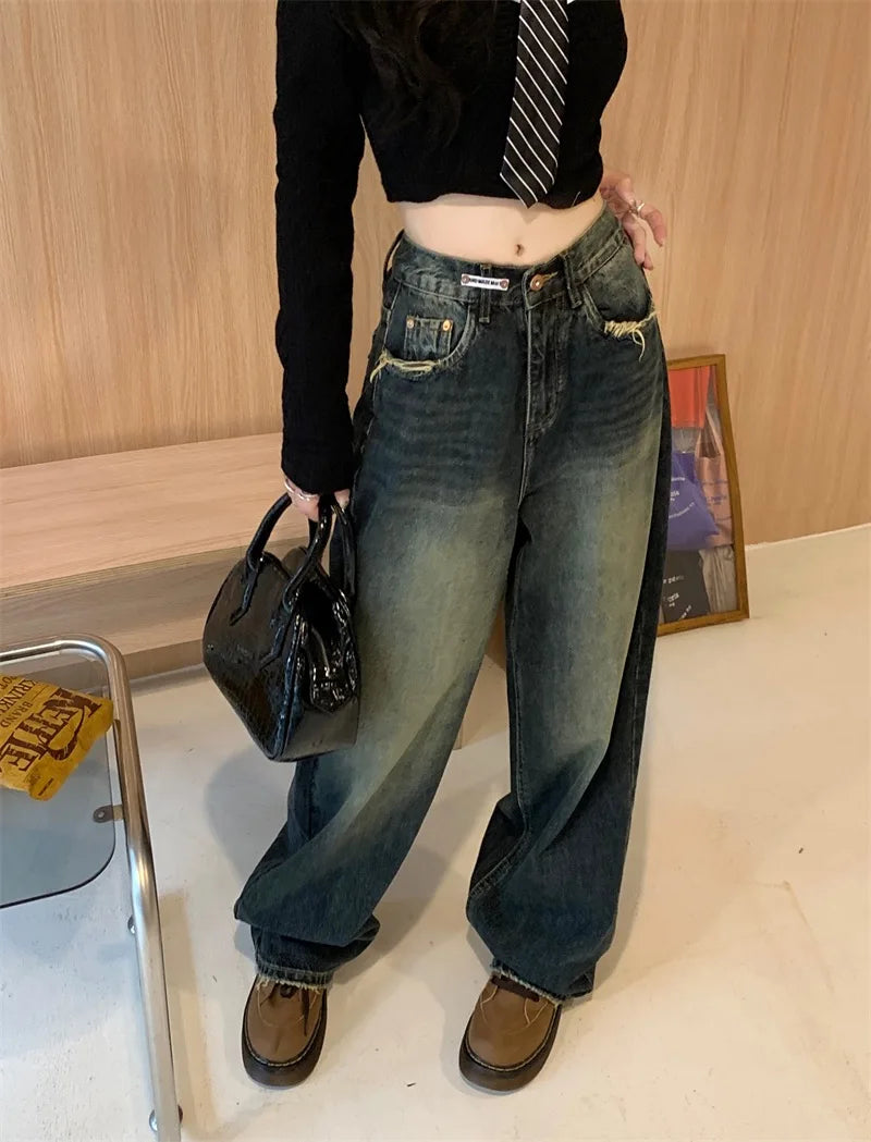 Women Loose Wide Leg Jeans