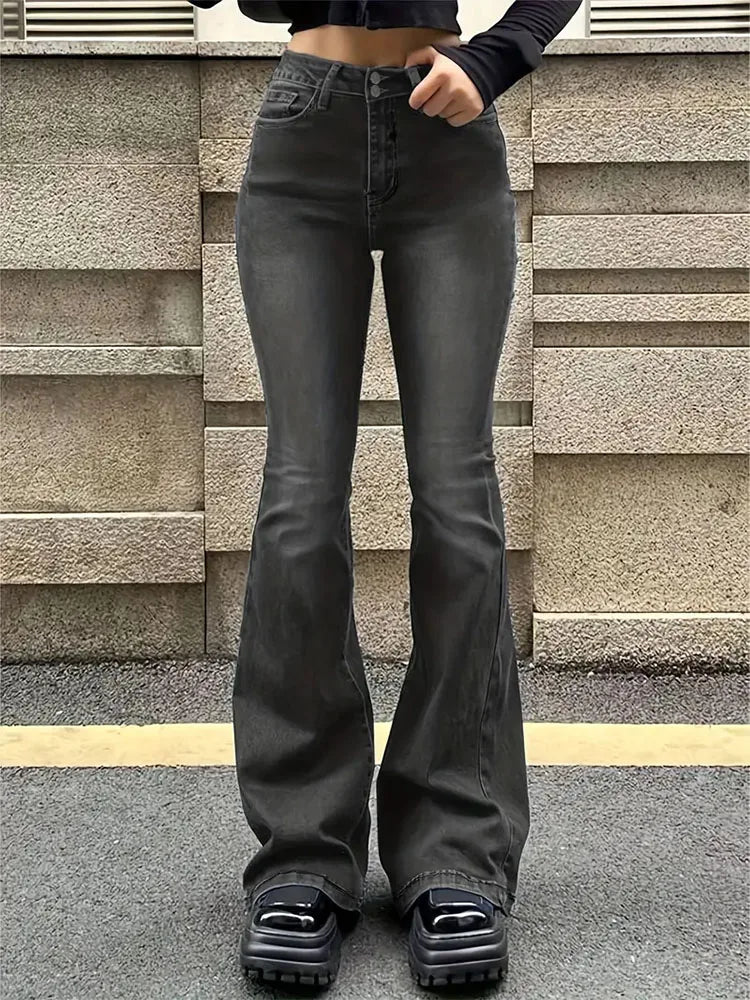 Women Flare Stretch Moustache Jeans