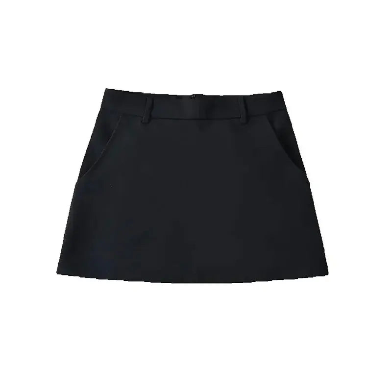 Solid Back Zipper A-Line Mini Skirt